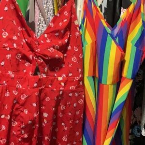 spring sundresses two rainbow , and red